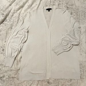 White, balloon sleeve, cardigan. Size L. Ann Taylor.